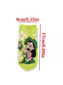 Disney Disney Fun Cartoon Prints, Soft Material, Ideal For Disney Fans, Perfect For Casual And Daily Wear Printed Combination Socks Set Stitch Boat Socks Floor Socks 5pairs