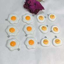 6 piezas Divertidos colgantes con forma de huevo de simulación de resina para hacer aretes, dijes, accesorios, llaveros, pulseras y otros artículos de joyería