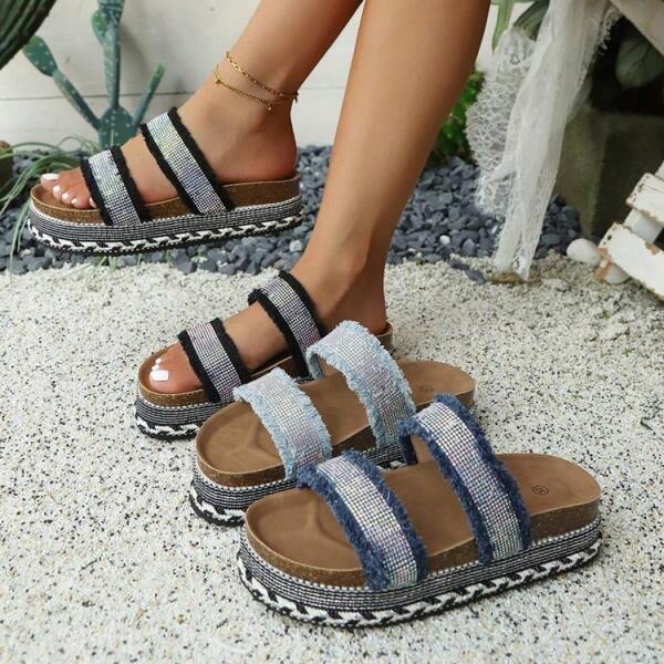 New Breathable Open Toe Soft Bottom Slip-On Waterproof Platform Women Casual Flat Sandals