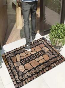 1/2pcs Welcome Home Pebble Printed Pattern Floor Mat - Non Slip Floor Mat, Suitable For Indoor/Outdoor Use, Perfect For Entranc Mats, Kitchen Mats, Laundry Room Mats, Bathroom Mats, Living Room Mats, Etc., Washable Area Mats