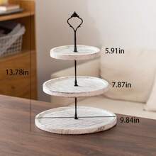Creative European-Style Dessert Kitchen Restaurant Double-Layer Three-Layer Cake Tray Wooden Dessert Table Decoration Tray Cake Dessert Rack Party Hotel Tray Fruit Plate