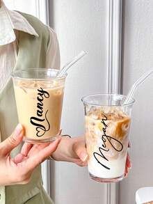 Custom Name Water Cup, Personalized Clear Tumbler, Clear Name Cup, Custom Drink Cup, Office Use Cup, Gym Water Bottle, Bridesmaid Gift Cup, Custom Text Cup, Daily Hydration Cup, Personalized Drinkware Custom Text Drink Cup For Office Gym Daily Use, Bridesmaid Gift Water Bottle - Multicolor - View 2