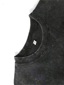 Vintage Shirts Camisetas Para Hombre 1 Piece, 230G Double-Sided Washed, Oversized Shoulder1 Piece, Washed Printed T-Shirt 230g, High-Quality Batik Cotton Retro Fashion Brand T-Shirt, A Certain Thickness Suitable For Summer T-Shirts, Holiday Gifts. - Black - View 4