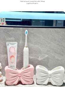1 pièce Support de brosse à dents asymétrique de style nordique, support de brosse à dents électrique, étagère de rangement pour maquillage, organisateur de brosse à dents, étagère décorative pour bureau à la maison, décoration de chambre esthétique, décoration domestique, organisation gain de place, accessoires pour la cuisine, la salle de bain et la chambre, décoration d'automne, retour à l'école