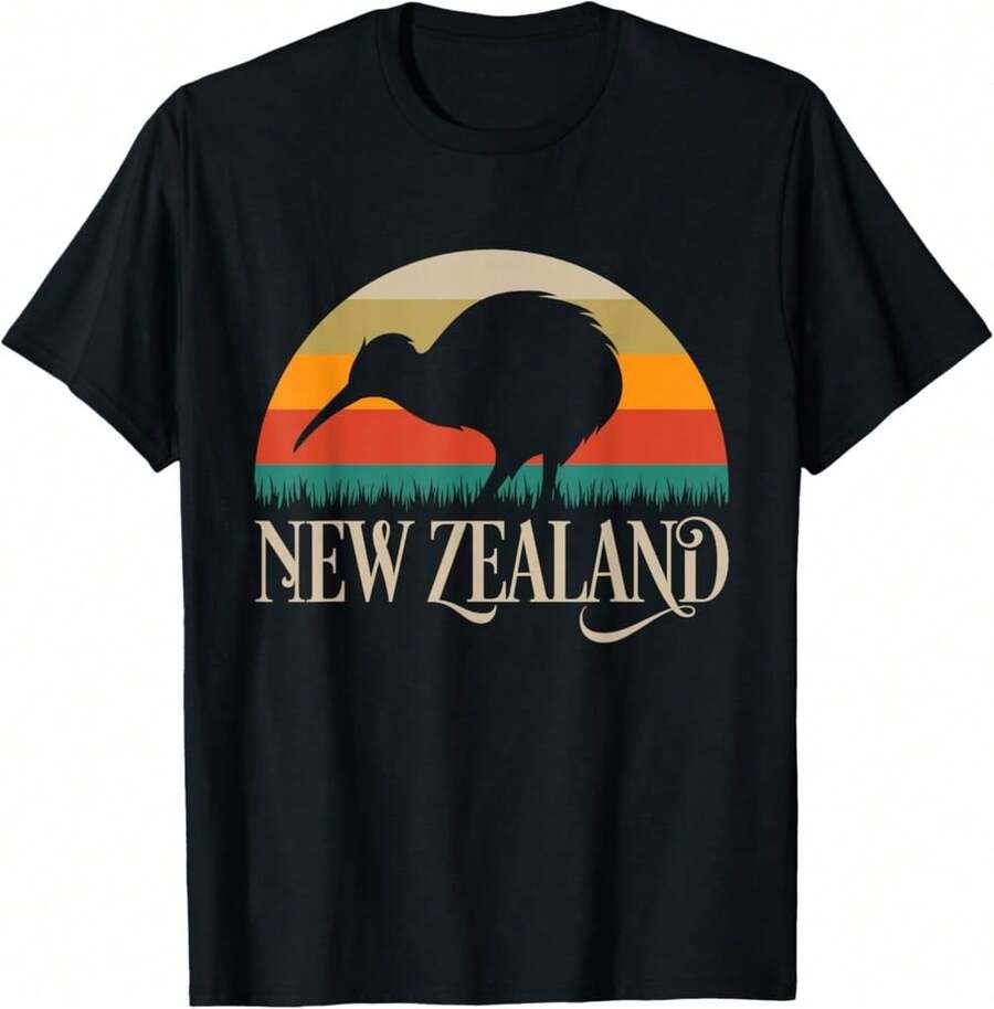 Camiseta con diseño de kiwi vintage, ave de Nueva Zelanda, kiwis, neozelandés - Negro - Ver 1