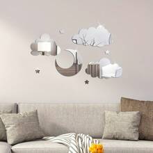 8Pcs 3D Acrylic Cloud & Star Mirror Stickers - Self-Adhesive Nursery Decor For Walls/Doors | Kids Bedroom Decals, Girls Bedroom Accessories, Removable Room Decor Bedroom | - Multicolor - View 7