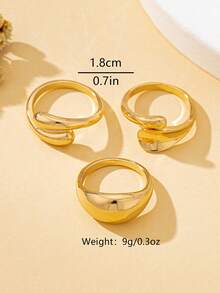 3pcs/Set Women's Adjustable Open Street Hip-Hop Style Rings, Fashionable For Daily Wear