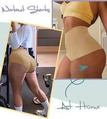 Women's High Waist Yoga Booty Shorts Workout Spandex Dance Hot Pants Butt Lifting Leggings Rave Outfits Customized Christmas New Year - 米色 - 查看 6