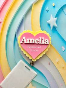 Rozwijany identyfikator pielęgniarki w kształcie serca | Identyfikator pielęgniarki | Niestandardowy magnetyczny identyfikator | Rozwijany uchwyt na klips dla studentów, karta identyfikacyjna lekarza, stop cynku