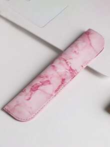 1 件经典皮革笔袋，简约大理石纹圆珠笔/钢笔保护套，便携式笔筒，返校，学校用品，铅笔盒，铅笔袋，书包 - 彩色 - 查看 4