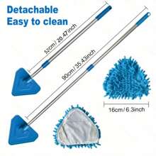 Multifunktionaler Teleskop-Dreieck-Wischmopp - 360° drehbarer einziehbarer Griff mit waschbaren Chenille-Pads, Sackgassen-Design für Decke, Wand, Boden, Auto Tiefenreinigung, Nass- und Trockeneinsatz, winkelverstellbarer Staubwischer - Verlängerungswerkzeug für hohe Decken & Haustierhaare - perfekt für Hausbesitzer, Reinigungskräfte, Autopflege - Muss-haben für den Frühjahrsputz & Einweihungsgeschenk