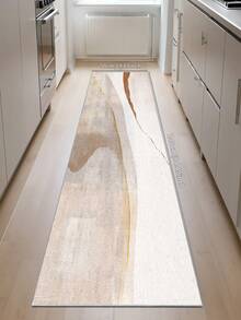 1 块奶油色现代简约风格走廊地毯，850g/平方米水晶天鹅绒矩形，防滑可水洗，适合客厅、厨房、餐厅、办公室等所有季节的家居装饰地毯