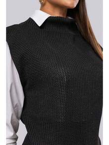Max Fang Women's Knit Vest With Side Slits - 黑色 - 查看 4