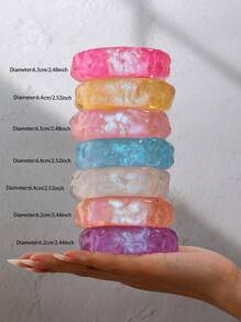 1 pieza Brazalete de resina iridiscente con brillo y destellos, set de brazaletes acrílicos de colores caramelo de verano, brazalete grueso de mujer, joyería de moda para uso diario, fiestas y citas