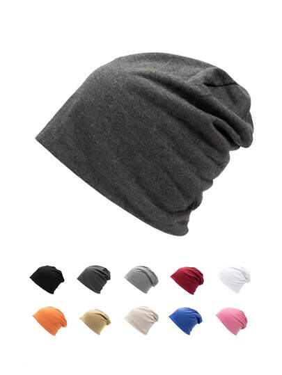 1 件纯色休闲涤纶无檐便帽男女通用宽松化疗帽双层四季帽男女皆宜