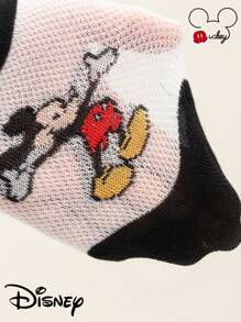 Disney Disney 1/5 pares de calcetines invisibles tipo barco para mujeres, con diversos patrones de Mickey Mouse y combinaciones clásicas de color negro y blanco. Mickey es el ídolo eterno de Disney. Tiene una excelente absorción del sudor, transpirabilidad y durabilidad