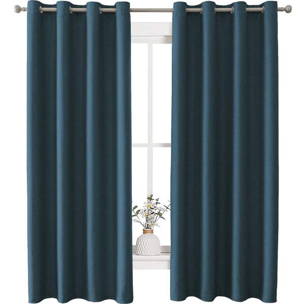 YSTYLE Ystyle Gardinen Blickdicht 2er Set, Curtains Leinenoptik Effekt, Vorhang Verdunklungsvorhänge, Thermovorhang Kälteschutz, Gardinen Mit Ösen, Schallschutz Vorhang