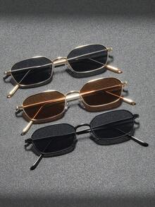 1 副多边形小框不锈钢复古时尚百搭街拍金属眼镜，高品质时尚返校时尚学院风