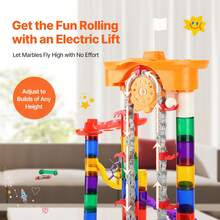 Marble Run Set, 153 PCS With Motorized Elevator, With 30 Plastic Marbles, Marble Maze Building Block Brain Game, Educational Learning Race Track STEM Toys, For Kids, Boys, Girls Ages 3 + Years - 153 PCS - View 3
