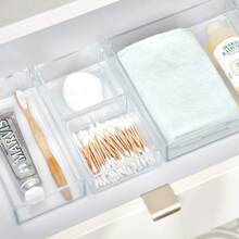 Organizador de cajones de material acrílico, caja de almacenamiento transparente, caja de almacenamiento de escritorio, caja de almacenamiento de cosméticos, caja de almacenamiento de juguetes y manualidades, adecuada para tocador, baño, gabinete de cocina y cajones