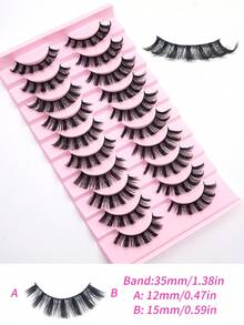 10 Pairs Russian Strip Lashes Fluffy Mink Lashes 3D False Eyelashes Russian Volume Eyelashes Fake Eyelashes Dramatic Messy Mink Lashes Wispy Long Foxy Eye Lifting Look Eyelash Extension Kit Full Eyelash Strip To Lengthen And Volumize The Outer Corner Of Your Eye Beauty Makeup - 俄羅斯條狀假睫毛 - 查看 5