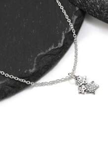 Luxurious And Elegant Pure Silver Necklace Paired With Vintage Gothic Star Shaped Pure Silver Necklace, Suitable For Both Men And Women