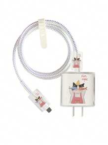 5 Stück/Set niedliche Schwein/Katze Muster kompatibel mit 18W/20W Apple Ladegerät Schutzabdeckungen, TPU weiche Kabelschutz, Ladezubehör, Handyzubehör