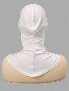 1pc Women Fashion Solid Color Chin Cover Overhead Cap Hijab Cap, Convenient Headwrap Full Coverage Muslim Prayer Casual Versatile Turban Scarves Breathable Elastic Neck Head Cover Instant Hijabs, Suitable For Daily Use All Seasons - Black - View 10