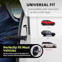 多功能车门钩踏板，通用型，防滑可折叠轨道，带玻璃破碎器，承重能力高达 400 磅，适用于轿车、SUV、越野车和卡车，通用车门支架、车门踏板、跑道