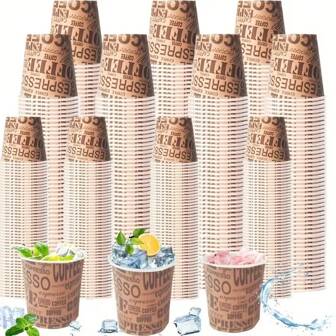 50/100pcs Small Disposable Paper Coffee Cups - 3oz, Coffee Theme Design, Suitable For Hot Or Cold Drinks, Great For Parties, Picnics, Travel And Events