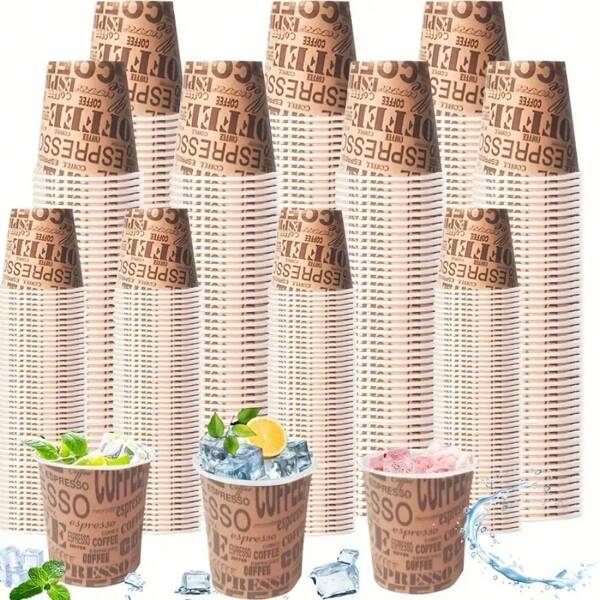 50/100 pezzi Piccoli bicchieri di carta monouso per il caffè - 3 once, con tema del caffè, adatti per bevande calde o fredde, ottimi per feste, picnic, viaggi ed eventi