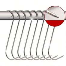 Set de 5/15 ganchos en forma de S de acero inoxidable, adecuado para colgar carnes ahumadas y embutidos - Plateado - Ver 1