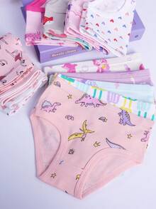 12pcs Random Girls Panties Cotton Comfortable And Cute Triangle Underwear Suitable - Mauve Purple - View 3