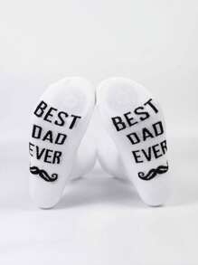 2 Pairs "Best Dad Ever" Men's Crew Socks And Ankle Socks, Minimalist Comfort Casual Creative Everyday Versatile