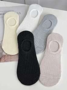 1/5 Pairs Women's Ankle Socks, White Color, Affordable, Y2K Style, Cute, Sports, Interesting, Gift (NO White Card) - Multicolor - View 4