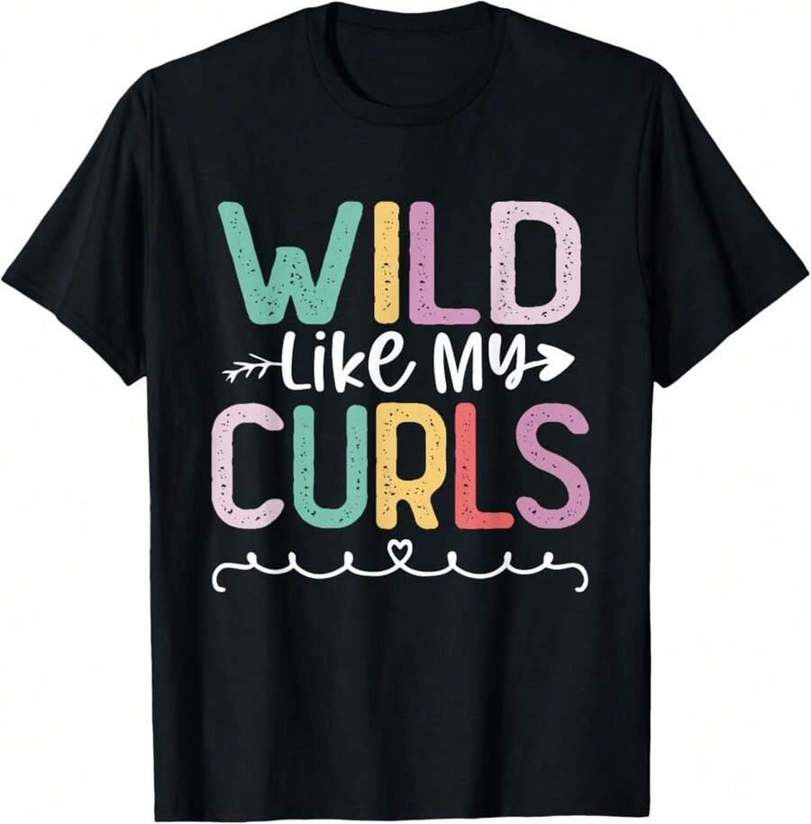 Salvaje como mis rizos - Camiseta divertida y linda con pelo rizado - Negro - Ver 1