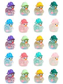 100/50/20/10/1pc Luminous Flash Mini Ducks, Miniature Duck With Hats, Fluorescence Fairy Garden Decoration, Cute Animals Micro Landscape,Desktop Decoration Accessories Home Decor