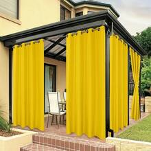 2025Hot-BONZER Waterproof Outdoor Curtains Patio, Premium Thick Privacy Weatherproof Grommet Outside Curtains Porch, Pergola, Cabana, 1 Panel, 54W X 84L Inch, - Yellow - View 1