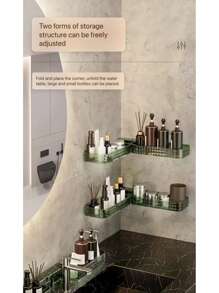 Estantería de esquina de alta gama minimalista y de lujo, de un solo estante, de estilo minimalista, con patrón de estrella, ideal para baño, sin instalación requerida. Solución de almacenamiento perfecta.