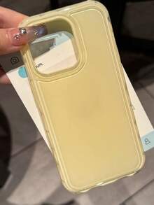 时尚可爱果冻光面全保护手机壳适用于 17ProMax 17Pro 17Air 17 16 15 14 13 12 Pro Max 纯色防震软背壳 - 淺黃色 - 查看 4