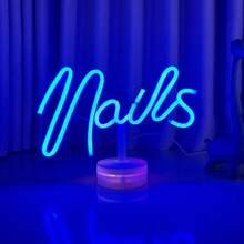Luz de letreiro LED neon, luz de decoração para salão de beleza com base de toque, lâmpada de atmosfera para design de unhas