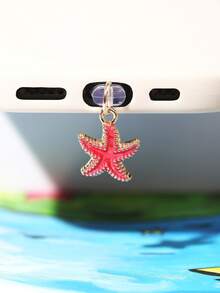 1/4pcs Multicolor Starfish Dust Plug, Creative Cute Fashion Marine Life, Glossy Alloy Metal Pendant, Transparent Silicone Dust Plug Accessory For Smartphone, Tablet, Kindle, Charging Port Decor, Suitable As Small Gift, Compatible With IPhone Lightning/Type-C, Firmly Protects Charging Port From Water, Moisture And Dirt