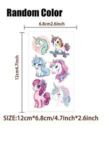 Süße Cartoon Einhorn Jungen Mädchen Temporäre Aufkleber, wasserfeste Fake Körpermalerei Aufkleber rechteckig, hält 2-5 Tage, lustige Arme, Cartoon Mode Y2K Aufkleber