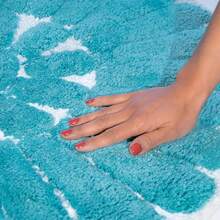 Local Delivery-Flower 2 Pc. White & Lilac Round Bath Rug Set 45952 (24" & 30") - White/Aqua - View 5