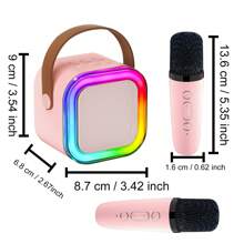 Mini Karaoke Maschine, Karaoke Maschine für Kinder und Erwachsene, tragbarer Bluetooth Karaoke Lautsprecher mit 2 kabellosen Mikrofonen und Party Lichtern für Kinder und Erwachsene, Geburtstagsgeschenke für Mädchen, Jungen, Familie, Haus Party