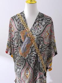 1 pieza Cadena corporal estilo marroquí chapada en oro, joya para bata nupcial con colgante de gota, accesorio de moda para mujer