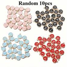 10/50pcs A-Z Initial Pendant Set, 12x15mm Enamel Coated, Letter Charms, Suitable For DIY Jewelry Making, Handmade Bracelets And Necklaces Accessories