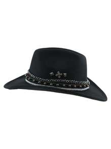 1pc Women's Classic Wide Brim Party Fedora Hat With Rivet Beads And Cowboy Hat Women's Panama Jazz Hat