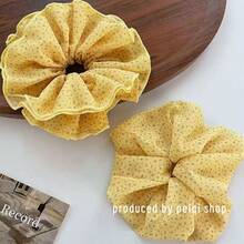 1pc Yellow Lemon Ditsy Floral Pattern Scrunchie For Girls, Summer Waist Elastic Hair Accessory - Yellow Floral - View 7