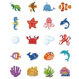100pcs Fish Cut-Outs Paper Colorful Classroom Decoration Ocean Sea Animal Cutouts Accents Fish Accents Cutouts With Adhesive Point Dots For Bulletin Board
